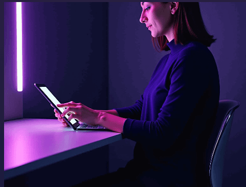 Trader using laptop